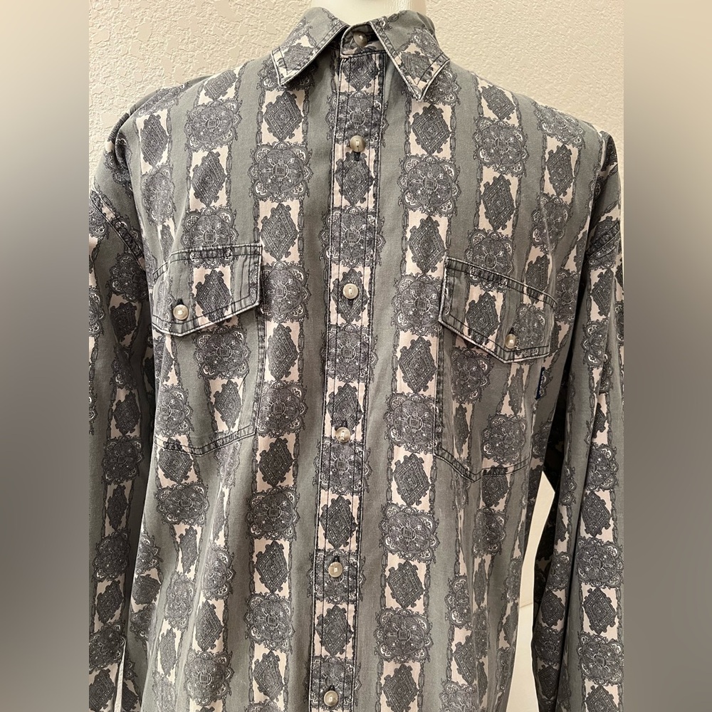 Mens Guess by Marciano Button Down Shirt M 50 Chest Long Sleeve Moss Green Print